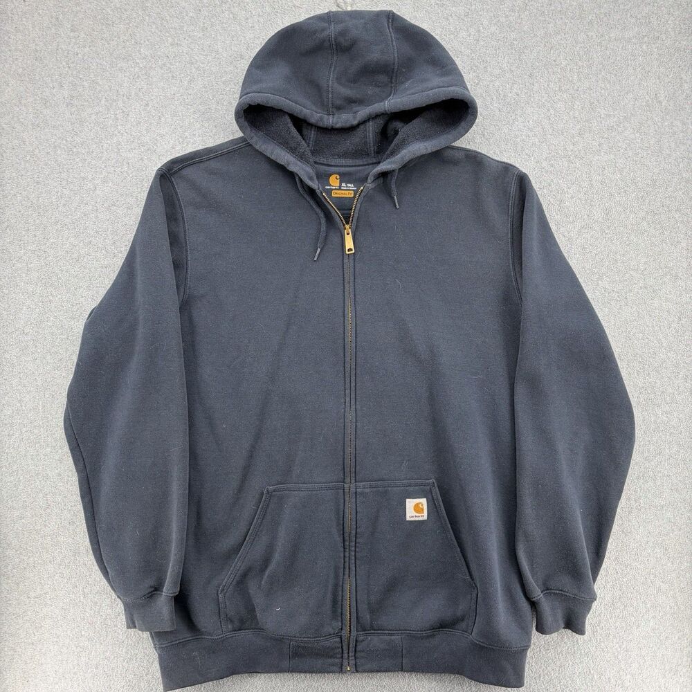 Vintage Faded Navy Blue Carhartt Zip Hoodie XL Tall Outerwear Y2K Hunting Work